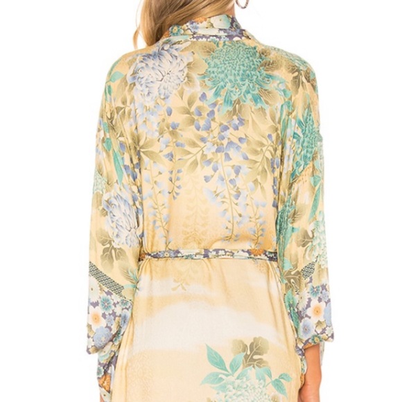 🌸 BOHO KIMONO ROBE COVER DUSTER KAFTAN LONG MAXI FLORAL BOHEMIAN PASTEL FLOWER - Picture 6 of 8